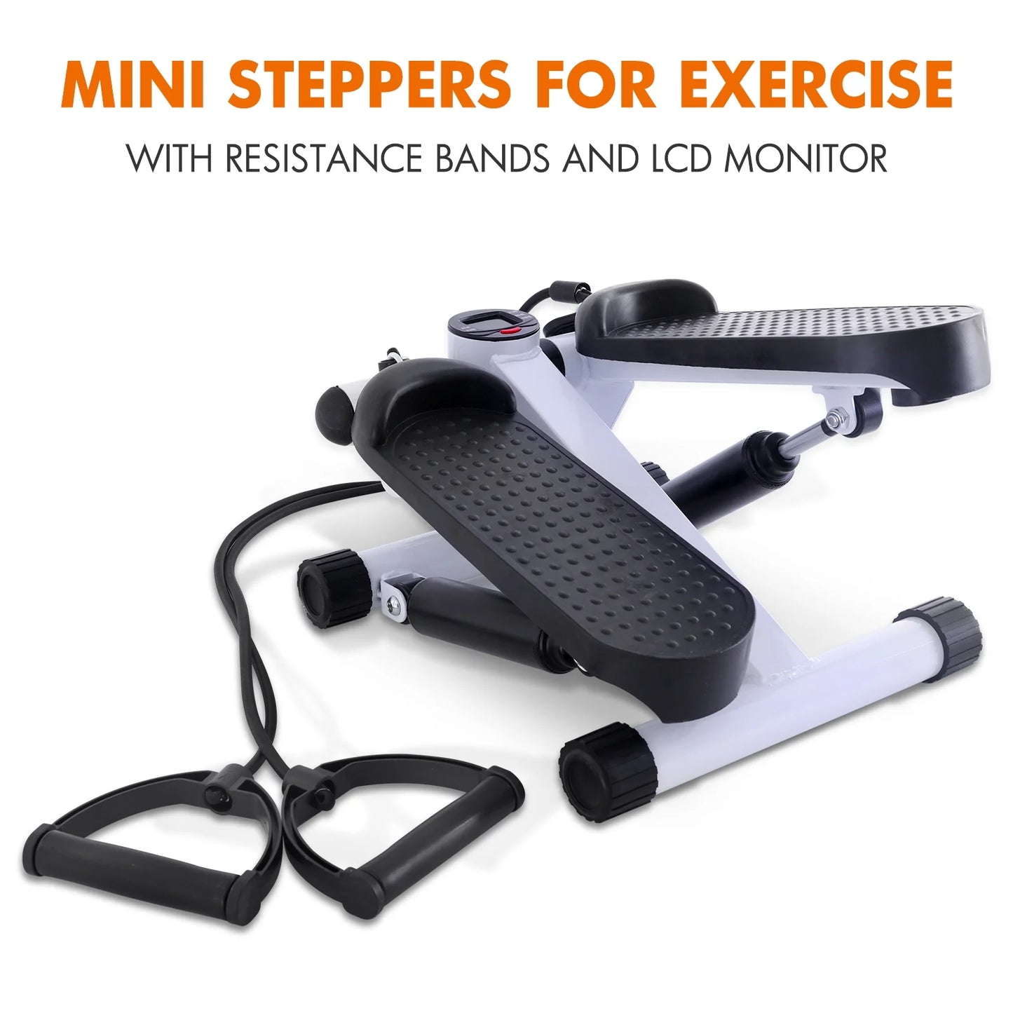 Compact Stair Stepper with Resistance Bands & LCD Monitor - Enhance Your Home Fitness Routine!