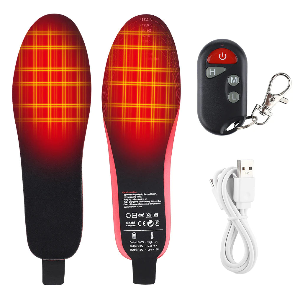 Rechargeable Heated Insoles for Ultimate Foot Warmth - Customizable Size for Men and Women