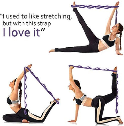 SANKUU Yoga Straps Stretching Strap with 12 Loops Workout Poster, Straps for Stretching Physical Therapy Equipment Long Stretch Out Bands for Exercise, Pilates and Gymnastics for Women Men