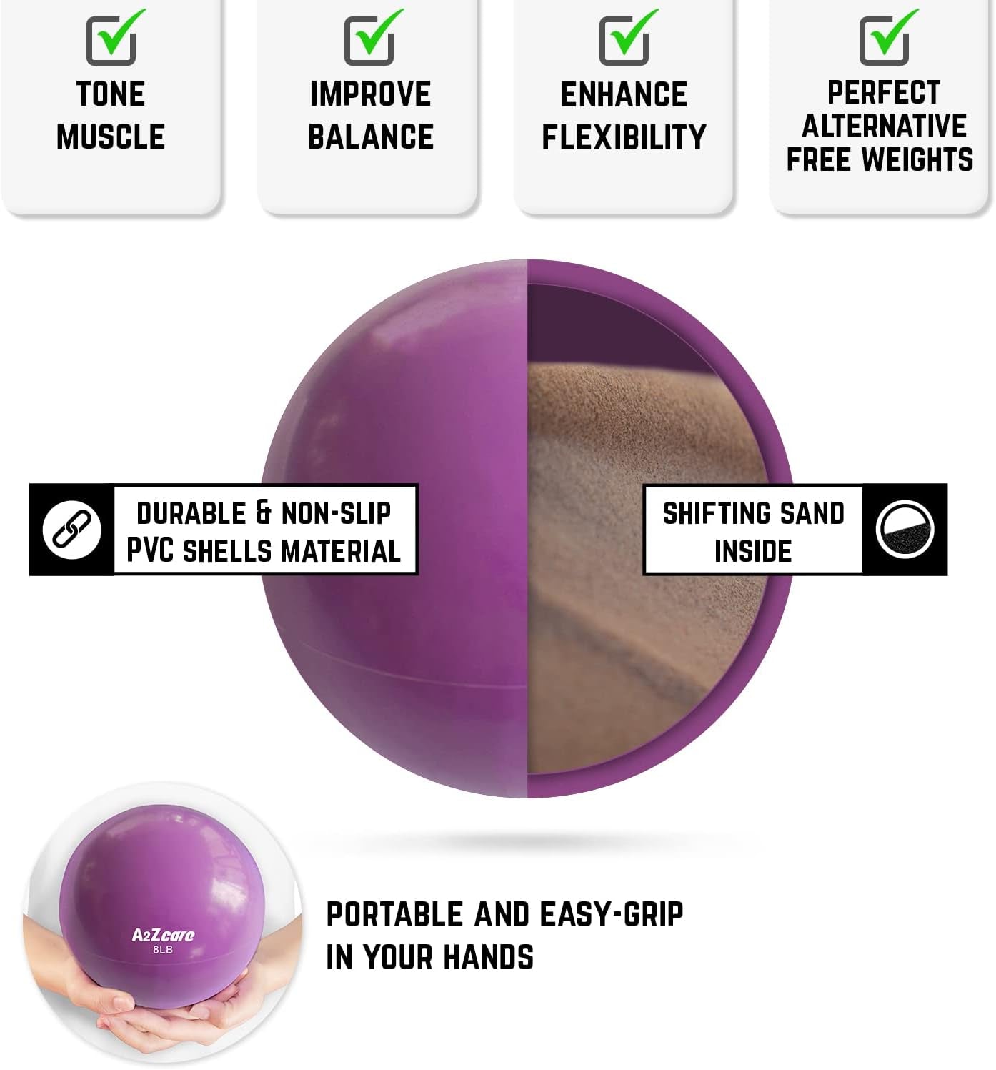 Ultimate Toning Ball - Soft Weighted Medicine Ball for Pilates, Yoga, Fitness & Physical Therapy