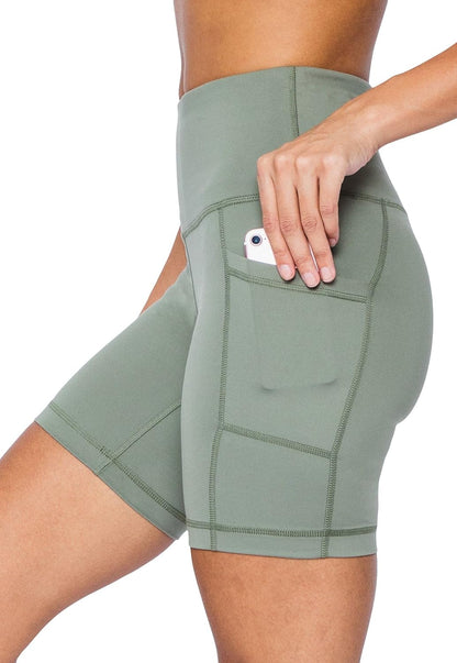 Yogalicious High Waist Squat Proof Side Pocket Biker Shorts - 3.5", 5", 7", 9"