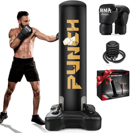 Freestanding Punching Bag for Adults, Heavy Boxing Bag with Stand Kickboxing Bag Heavy Boxing Base for Training MMA Muay Thai Fitness Home Gym Sport Equipment for Adults/Kids