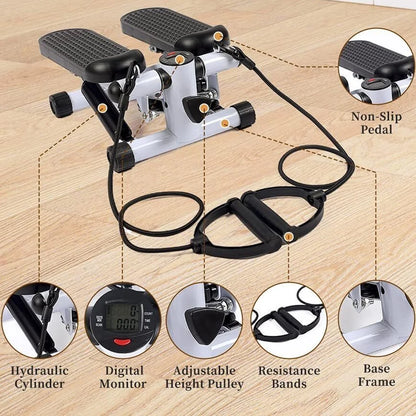 Compact Stair Stepper with Resistance Bands & LCD Monitor - Enhance Your Home Fitness Routine!