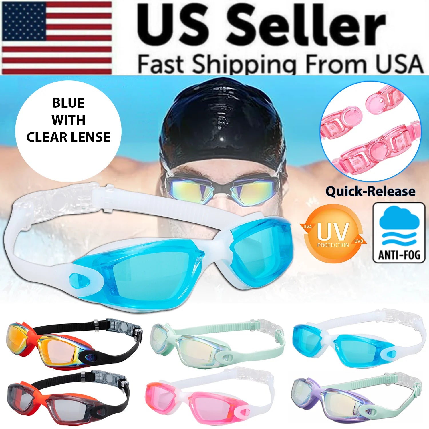 Ultimate Clear Swim Goggles - UV Protection & Anti-Fog for Adults & Kids