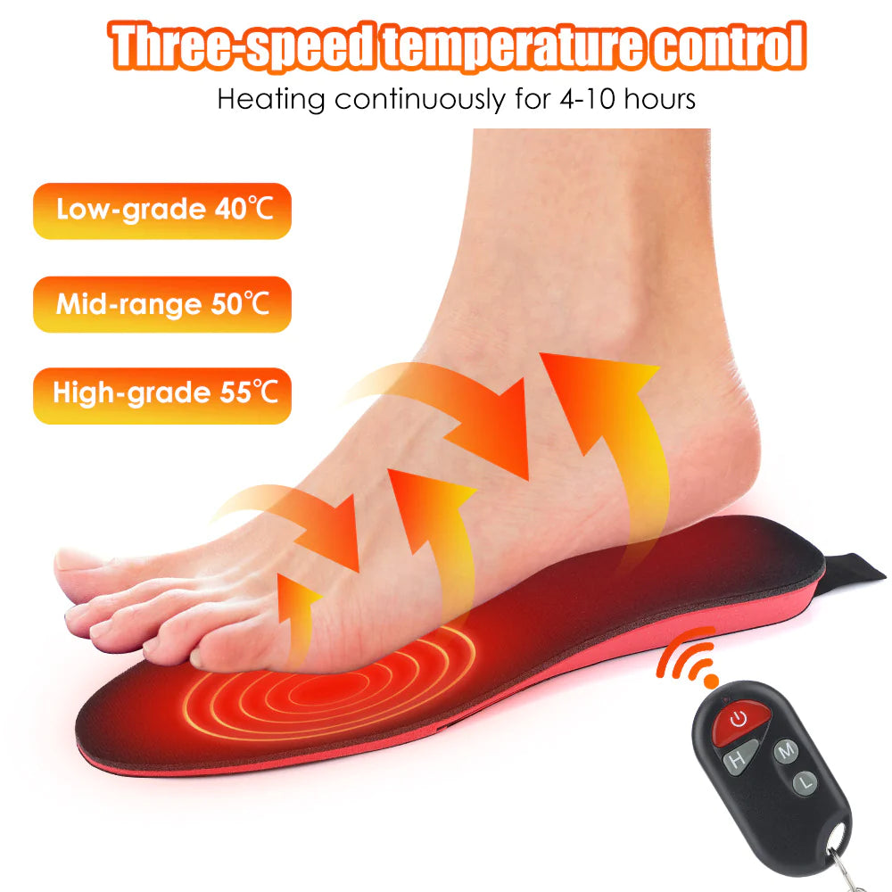 Rechargeable Heated Insoles for Ultimate Foot Warmth - Customizable Size for Men and Women