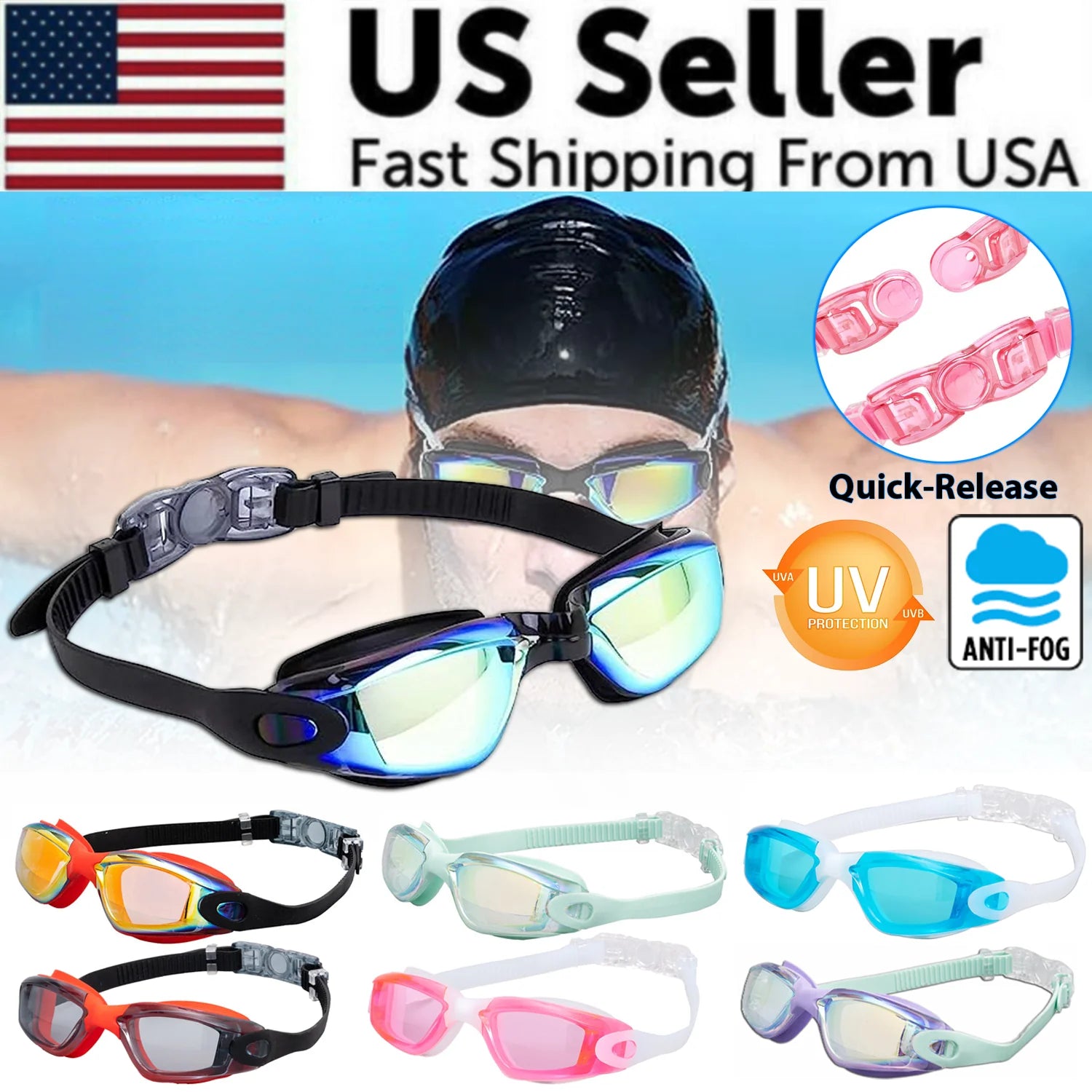 Ultimate Clear Swim Goggles - UV Protection & Anti-Fog for Adults & Kids