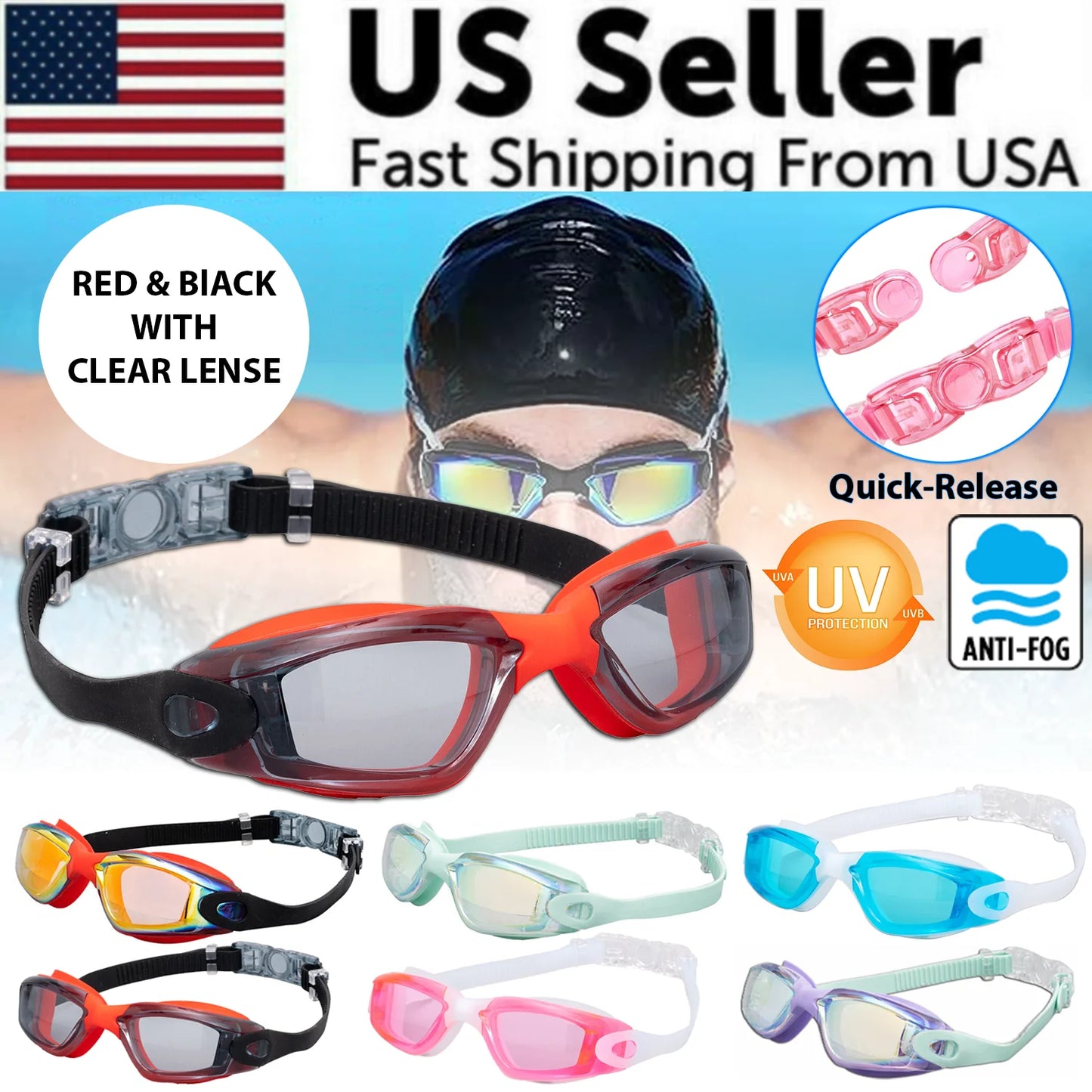 Ultimate Clear Swim Goggles - UV Protection & Anti-Fog for Adults & Kids