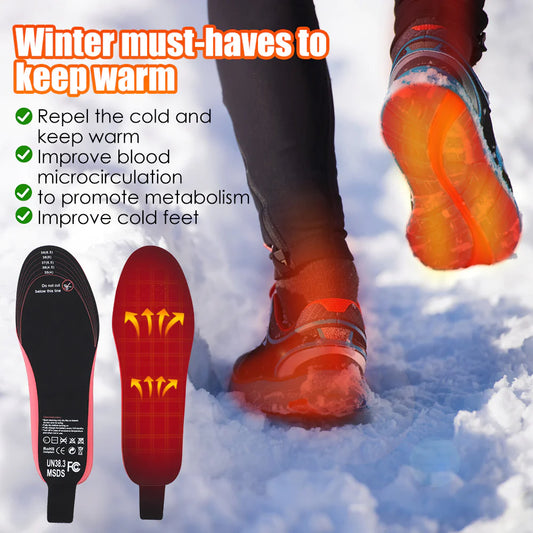 Rechargeable Heated Insoles for Ultimate Foot Warmth - Customizable Size for Men and Women