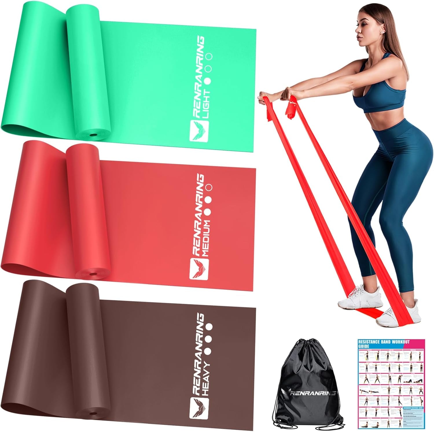 Resistance Bands for Working Out, Exercise Bands for Physical Therapy, Stretch, Recovery, Pilates, Rehab, Strength Training and Yoga Starter Set