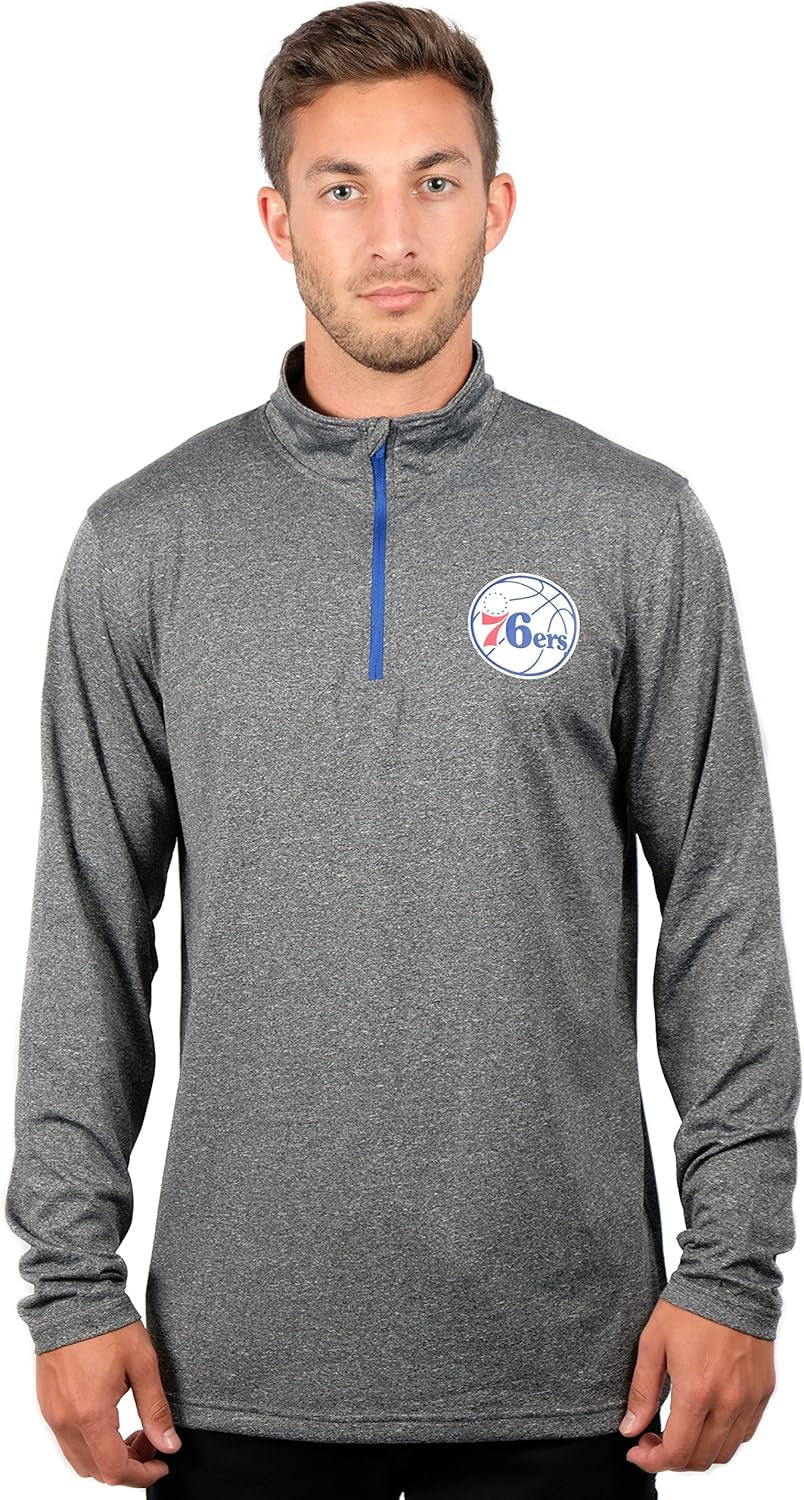 Ultra Game Men'S NBA Quarter Zip Long Sleeve Pullover T-Shirt