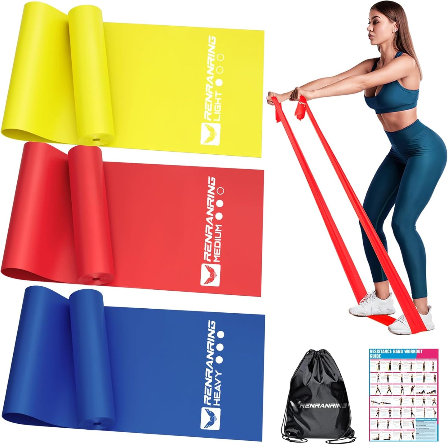 Resistance Bands for Working Out, Exercise Bands for Physical Therapy, Stretch, Recovery, Pilates, Rehab, Strength Training and Yoga Starter Set